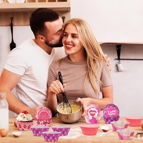 SANNIX 450pcs Valentine's Day Cupcake Liners, Red Pink Love Baking Cups Cupcake Wrappers Paper Wraps Muffin Liners for Valentines Day Wedding Birthday Party Candy Cake Decorations Supplies - Image 6