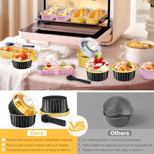 Round Mini Cake Pans with Lids, 5oz Disposable Small Baking Tins, Black - Image 4