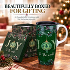 Topadorn Christmas Ceramic Coffee Mug with Lid,17oz Ceramic Travel Cup ,Joy - Image 3