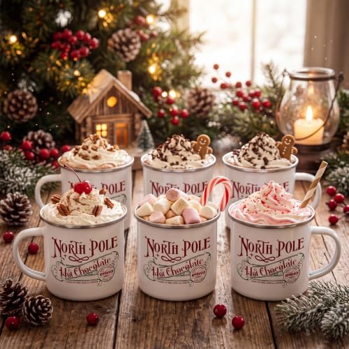 Yaomiao 30 Pcs North Pole Christmas Coffee Mugs, Stainless Steel, Enamel - Image 4