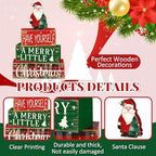 Moucuny 4 Pcs Christmas Table Decor Wooden Santa Claus Decorations - Image 3
