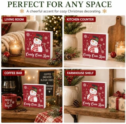 Candy Cane Lane Wood Box Sign, Festive Christmas Decor for Tabletop Shelf - Image 5