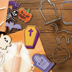 9 PCS Halloween Cookie Cutters Kit Halloween Party Favors - Shaped in Bat Ghost Cat Pumpkin Coffin | Stainless Steel Halloween Party Decorations Food Baking Supplies for Kitchen - Image 4