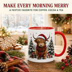 Highland Cow Gifts for Women, Christmas Mugs with Festive Red Handl - Image 4