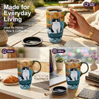 Topadorn 17oz Ceramic Travel Mug with Lid, Sunflower & Cat Coffee Mug - Image 5