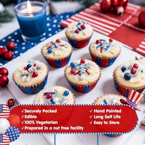 Edible Patriotic Sprinkles for Cake Decorating,Blue Red and White Sprinkle - Image 6