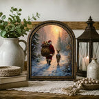 Santa Reindeer Arched Decor, Winter Forest Table Sign, 5.9x7.9 - Image 7