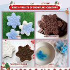 HKNMTT Snowflake Christmas Silicone Mold 12 Cavity 6 Shapes for Holiday Soap Chocolate Cocoa Bomb Ice Candy Oreo Covered Jello Xmas Winter Wax, Oven Safe Baking Frozen Moulds DIY Candle Craft Set - Image 5