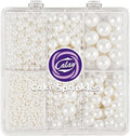 Sprinkles for Cake Decorating, 4 Sizes 4.76oz White Pearl Sugar Sprinkles with Nonpareils for Cake Cupcake Cookie Baking Dessert Donuts Topping by Kercky