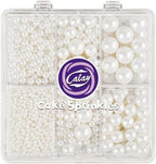 Sprinkles for Cake Decorating, 4 Sizes 4.76oz White Pearl Sugar Sprinkles with Nonpareils for Cake Cupcake Cookie Baking Dessert Donuts Topping by Kercky