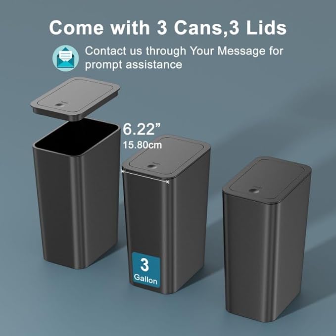 N. NETDOT 3 Pack 3 Gallon Small Trash Can - Image 7