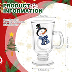 Sliner 6 Pcs Glass Coffee Mugs, Snowman Irish Mugs with Handle - Image 3