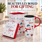 Topadorn Christmas Ceramic Travel Mug, 17oz , Snowman, Let It Snow - Image 7