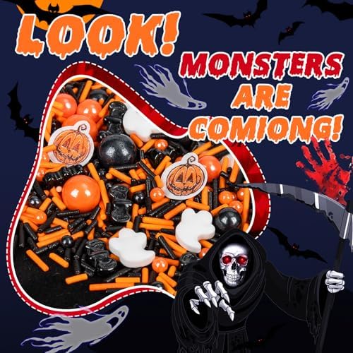 Edible Halloween Pumpkin Sprinkles,Fall Sprinkle for Cake Decorating,130g - Image 2