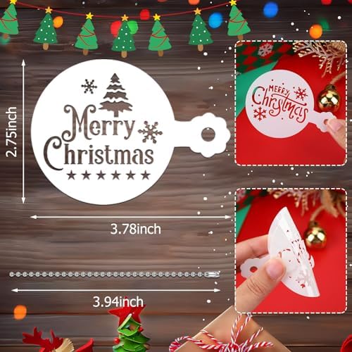 JULBEAR 36Pcs Christmas Stencils Reusable Cookie Cake Coffee Baking Molds - Image 2