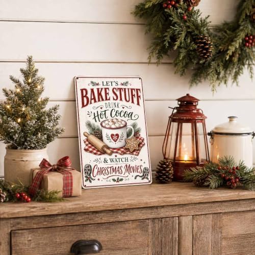 Christmas Baking Sign, Hot Cocoa Kitchen Decor, Vintage Wall Art - Image 6