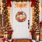 Christmas Decorations Gingerbread Snowman Merry Christmas Wreath Wood Sign - Image 2