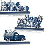 3Pcs Christmas Table Decorations, Blue Christmas Decor Indoor by Golibra