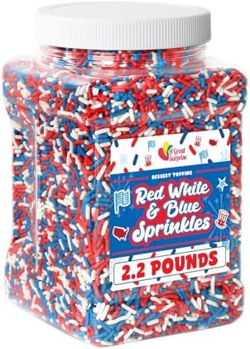 Red White Blue Jimmies, 2.2 lb Patriotic Sprinkle Mix by AGreatSurprise