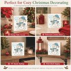 Blue Christmas Decorations, Christmas Decorations Indoor, Glitter Snowman Snowflake Sign Gift for Women Friends, Rustic Wooden Box Sign for Home Office Bedroom Desk Decor 5x5 Inches - Image 5