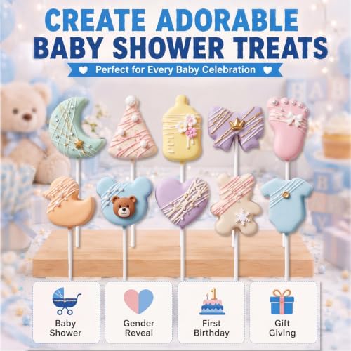 10 Pcs Baby Shower Cake Pop Molds Set with 100 Sticks - Image 5