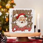 Leopard Christmas Decor, Santa Claus Christmas Wooden Sign Decorations - Image 3