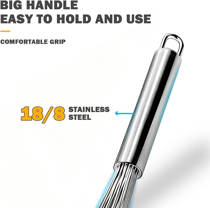 18/10 Stainless Steel Large Whisk Set of 2, 15.5 inch Heavy Duty Long Whisk and - Image 6
