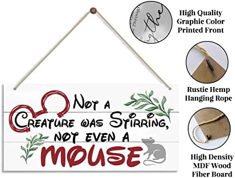 Christmas Door Sign Decor, Not a Creature was Stirring, not Even a Mouse, Winter Seasonal Christmas Wall Art Hanging Wooden Sign Merry Xmas Holiday Decorations for Home Outside Indoor - Image 5