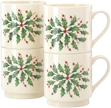 Lenox 853763 Holiday 4-Piece Stackable Mug Set, Christmas Dinnerware, Hosting - Image 2