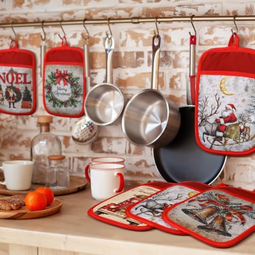 Jingmore 12 Pcs Christmas Pot Holders with Pocket for Kitchen Cooking Gift - Image 2