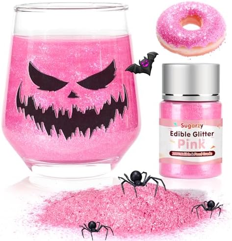 Edible Pink Glitter for Drinks,10g Food Coloring Shimmer Powder for Baking by Sugarzy