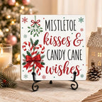 5.1 Inch Romantic Christmas Decor Wood Plaque with Support Stand - Image 5