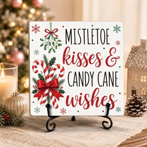 5.1 Inch Romantic Christmas Decor Wood Plaque with Support Stand - Image 5
