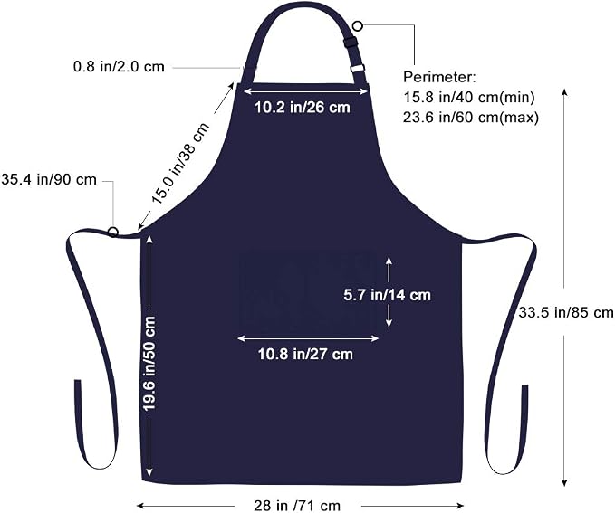 Jubatus 4 Pack Bib Aprons with 2 Pockets Cooking Chef Kitchen Apron - Image 7