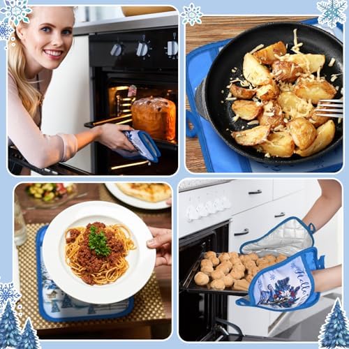 Jingmore 12 Pcs Christmas Pot Holders with Pocket Winter Oven Mitts Bulk - Image 5