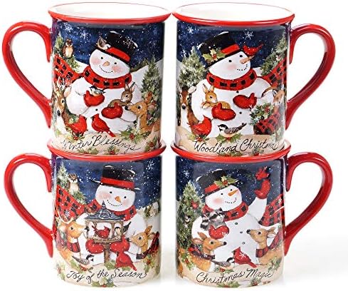 Magic of Christmas 16 oz Snowman Mugs – Set of 4 Festive Holiday Cups with Whimsical Winter Animal Scenes – Perfect for Coffee, Cocoa, Tea & Christmas Cheer! by CERTIFIEDINTERNATIONAL