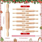 Tioncy 24 Set Christmas Baking Gifts Mini Wood Rolling Pin & Cookie Cutters - Image 2