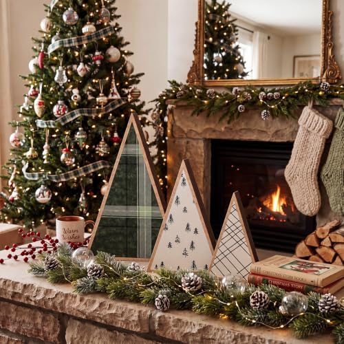 Suzile 3 Pcs Wooden Tabletop Christmas Tree Decorations, Christmas Decor - Image 6