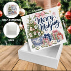 Christmas Mahjong Decor, Chinoiserie Christmas Tree Wooden Sign Decorations - Image 2