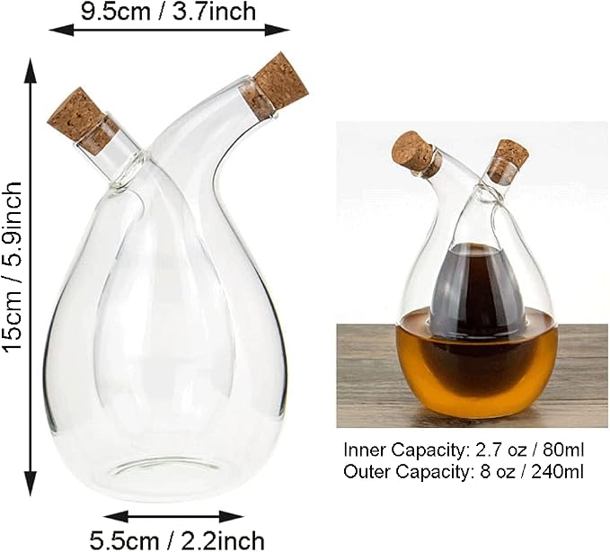 Olive Oil and Vinegar Dispenser Bottles Cruet, Kitchen 2 in 1 Glass Oil and - Image 3