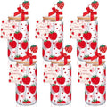 Vesici 6 Pcs Strawberry Glasses with Lid Straw and Stopper, Strawberry Gift by Vesici