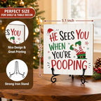 Christmas Bathroom Decor Wood Plaque with Support Stand Wooden Signs - Image 2