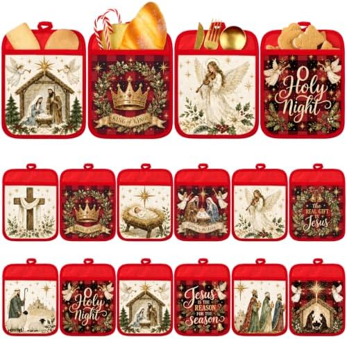 Jingmore 12 Pcs Christmas Christian Pot Holders with Pocket Gift Bulk by Jingmore