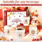 Christmas Coffee Mug Set of 4, 12 oz Gingerbread Man Coffee Mug with Handle, Hot Cocoa Ceramic Mugs with Gift Box for Mom Woman Family Friends Colleagues - Image 2