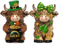 2 Pack Resin St. Patrick's Day Highland Cow Decor Gifts by Burbell