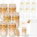 6 Sets 16 oz Christmas Snowflake Glass Cups with Clear Gift Bag by Rtteri