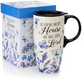 Topadorn 17oz Ceramic Travel Mug with Lid, Butterfly Floral Coffee Mug by Topadorn