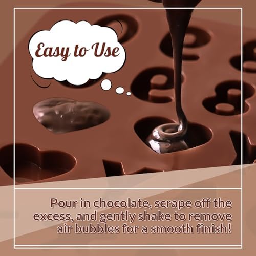HKNMTT Letter Molds Silicone for Chocolate 2PCS, Small Mini Size for Alphabet Decorating Birthday Cake Strawberries Lollipop Fondant, Heart Shaped Gift Choice, Non-stick BPA Free Moulds - Image 3