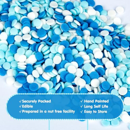 Edible Circle Confetti Sprinkles for Cake,Blue White Round Winter Sprinkle - Image 6