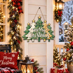 Christmas Decorations Green Gold Christmas Tree Merry Christmas Wood Sign - Image 4